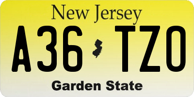 NJ license plate A36TZO