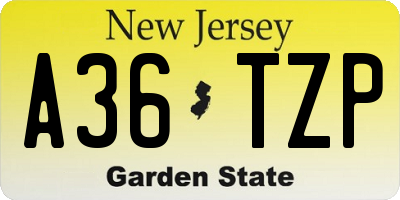 NJ license plate A36TZP