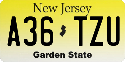 NJ license plate A36TZU