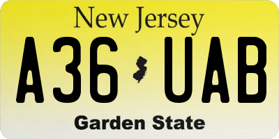NJ license plate A36UAB
