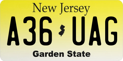 NJ license plate A36UAG