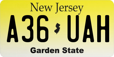NJ license plate A36UAH