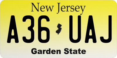 NJ license plate A36UAJ