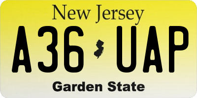 NJ license plate A36UAP