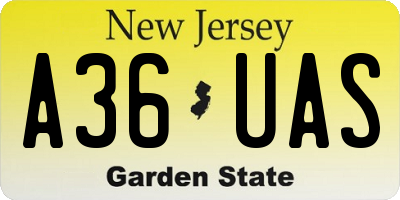 NJ license plate A36UAS