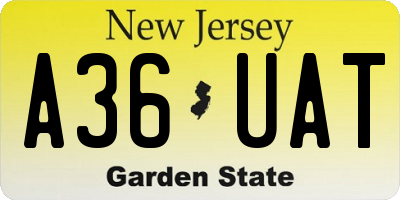 NJ license plate A36UAT