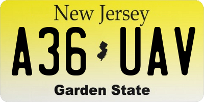 NJ license plate A36UAV
