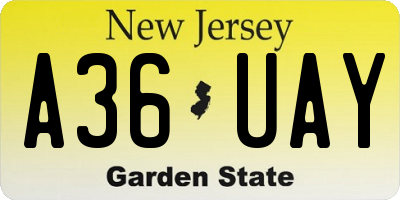 NJ license plate A36UAY