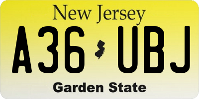 NJ license plate A36UBJ