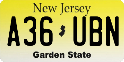NJ license plate A36UBN