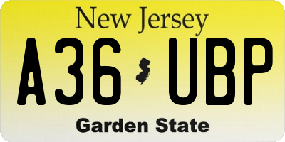 NJ license plate A36UBP