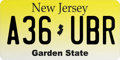 NJ license plate A36UBR