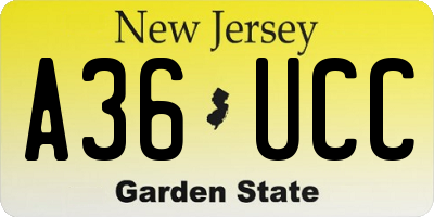 NJ license plate A36UCC