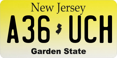 NJ license plate A36UCH