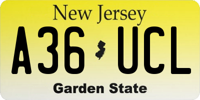 NJ license plate A36UCL