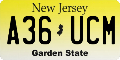 NJ license plate A36UCM