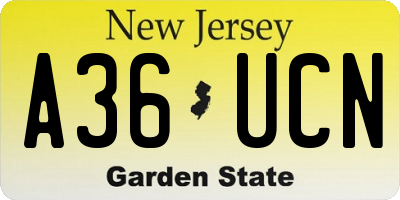 NJ license plate A36UCN