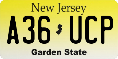 NJ license plate A36UCP