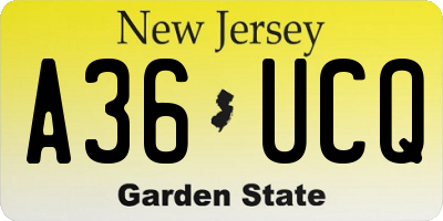 NJ license plate A36UCQ