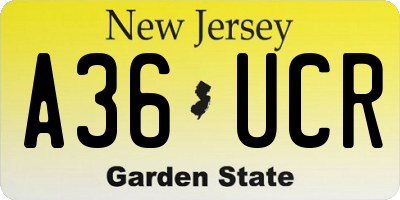 NJ license plate A36UCR