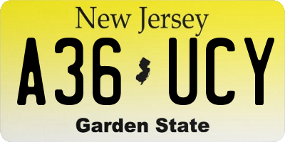 NJ license plate A36UCY