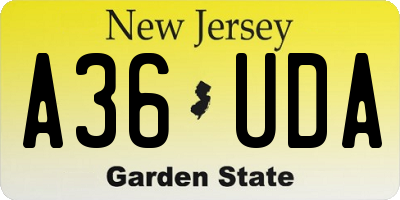 NJ license plate A36UDA