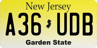 NJ license plate A36UDB
