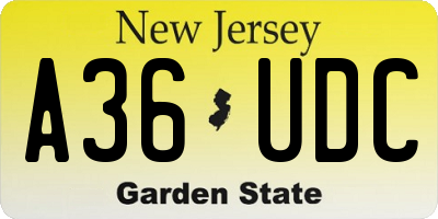 NJ license plate A36UDC