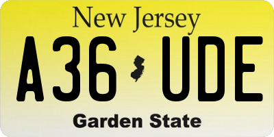 NJ license plate A36UDE