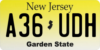 NJ license plate A36UDH