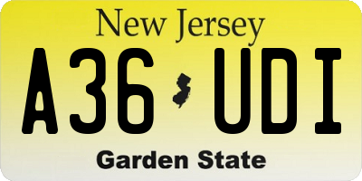 NJ license plate A36UDI