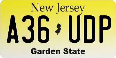 NJ license plate A36UDP