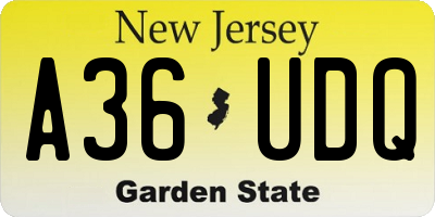 NJ license plate A36UDQ
