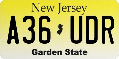 NJ license plate A36UDR