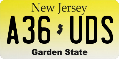 NJ license plate A36UDS