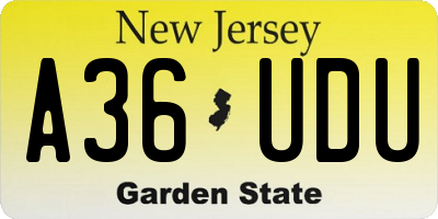 NJ license plate A36UDU