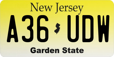 NJ license plate A36UDW