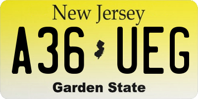 NJ license plate A36UEG