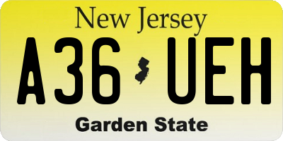 NJ license plate A36UEH