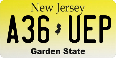 NJ license plate A36UEP