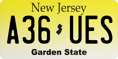 NJ license plate A36UES