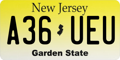 NJ license plate A36UEU