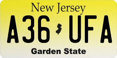 NJ license plate A36UFA
