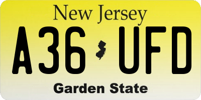 NJ license plate A36UFD