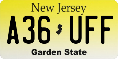 NJ license plate A36UFF