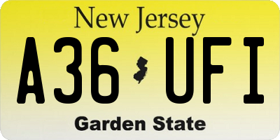 NJ license plate A36UFI