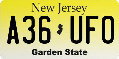 NJ license plate A36UFO