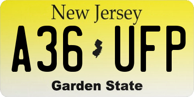 NJ license plate A36UFP