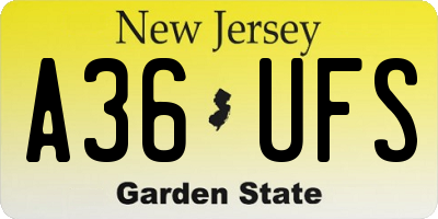 NJ license plate A36UFS