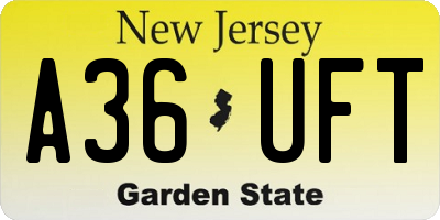 NJ license plate A36UFT